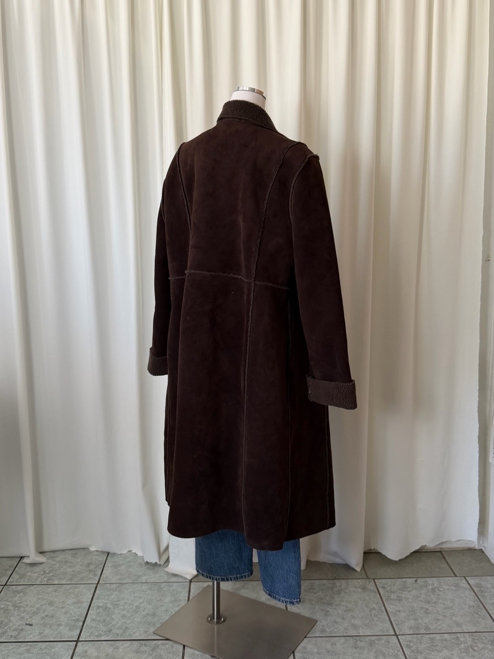 Valerie Stevens Brown Faux Suede & Faux Shearling Long Coat XL. - Picture 12 of 14